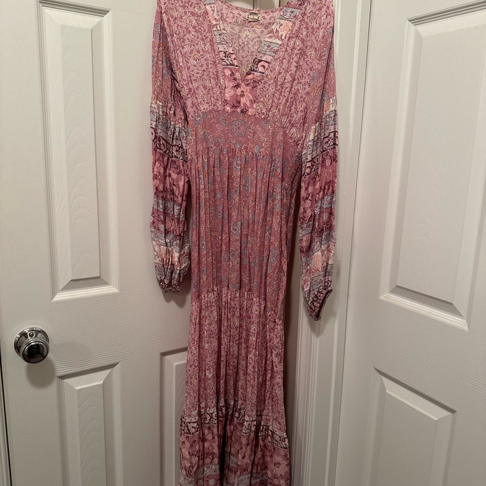 Billabong Pink and White Long Sleeve Dress